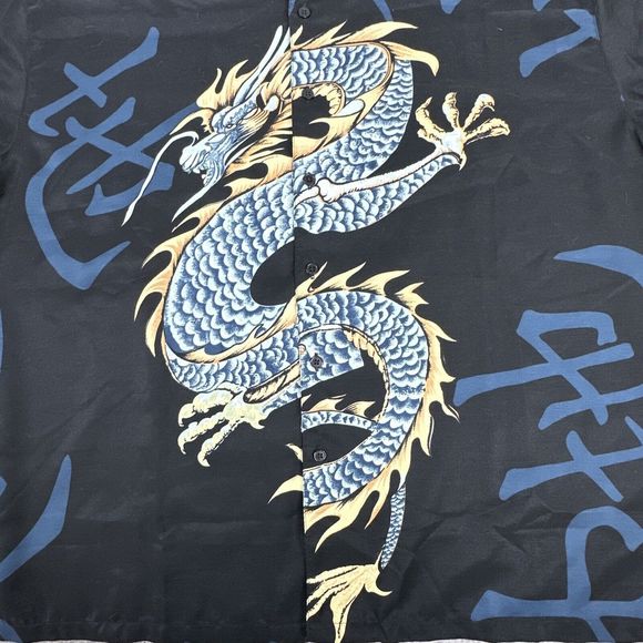 Steve & Barry's Club Shirt Casual Button Down Black Dragon Y2K Tattoo Mens 2X - Picture 2 of 9